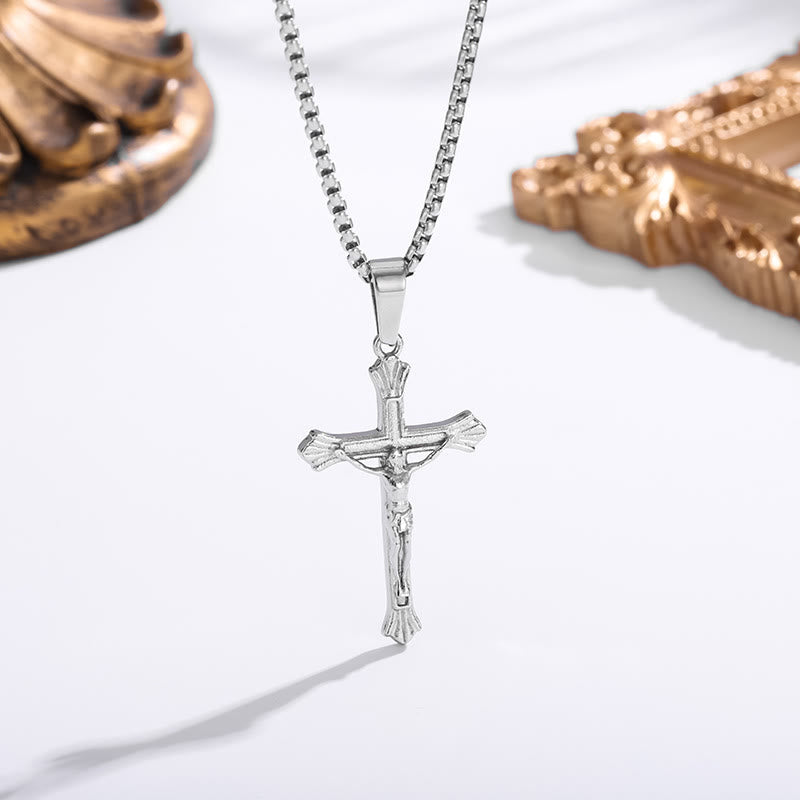 Christianartworkshop Tri - Color Jesus Crucifix Necklace: A Fusion of Faith and Stylish Hues
