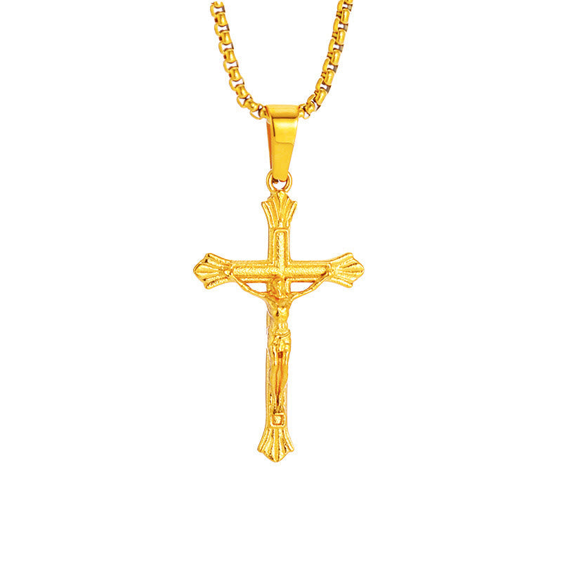 Christianartworkshop Tri - Color Jesus Crucifix Necklace: A Fusion of Faith and Stylish Hues