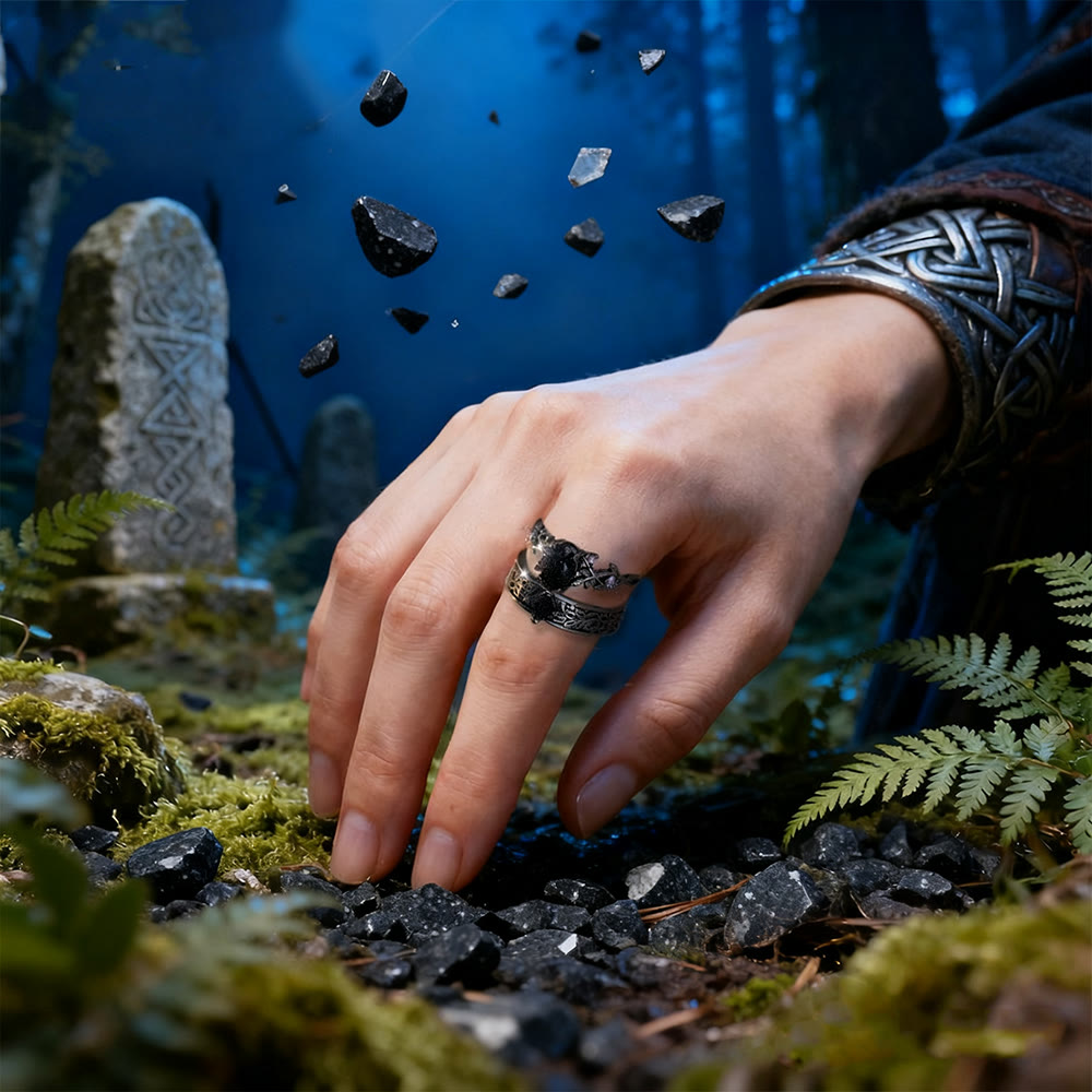 Blue Sandstone Leaf Ring Set