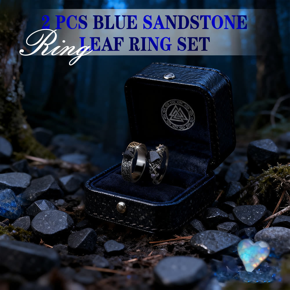 Blue Sandstone Leaf Ring Set