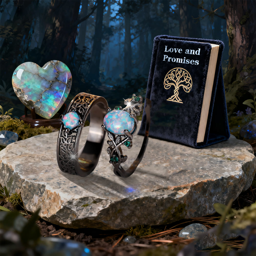 Blue Sandstone Leaf Ring Set
