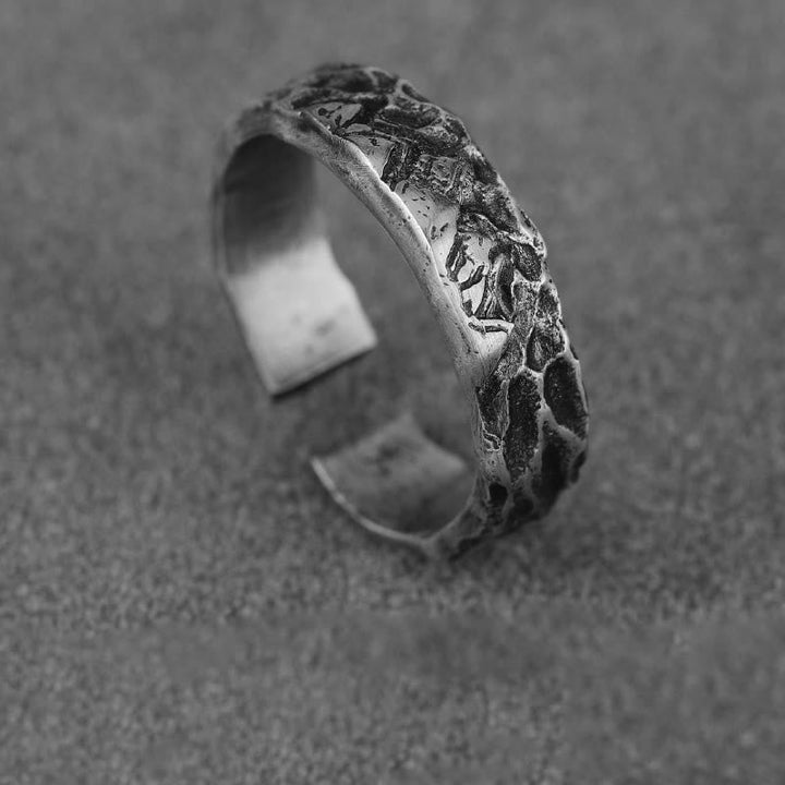 Handcrafted 999 Silver Handmade Rugged Surface Ring