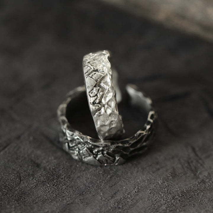 Handcrafted 999 Silver Handmade Rugged Surface Ring