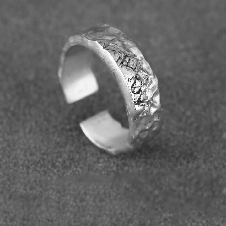 Handcrafted 999 Silver Handmade Rugged Surface Ring