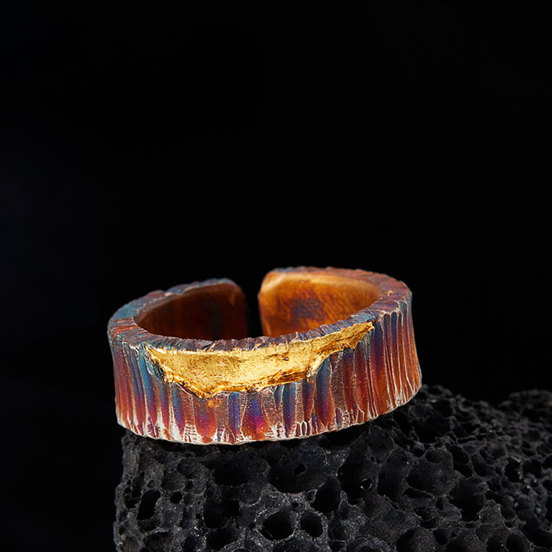 Handcrafted 999 Silver Iridescent Textured Hammered Ring