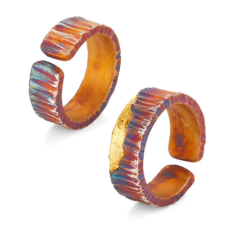 Handcrafted 999 Silver Iridescent Textured Hammered Ring