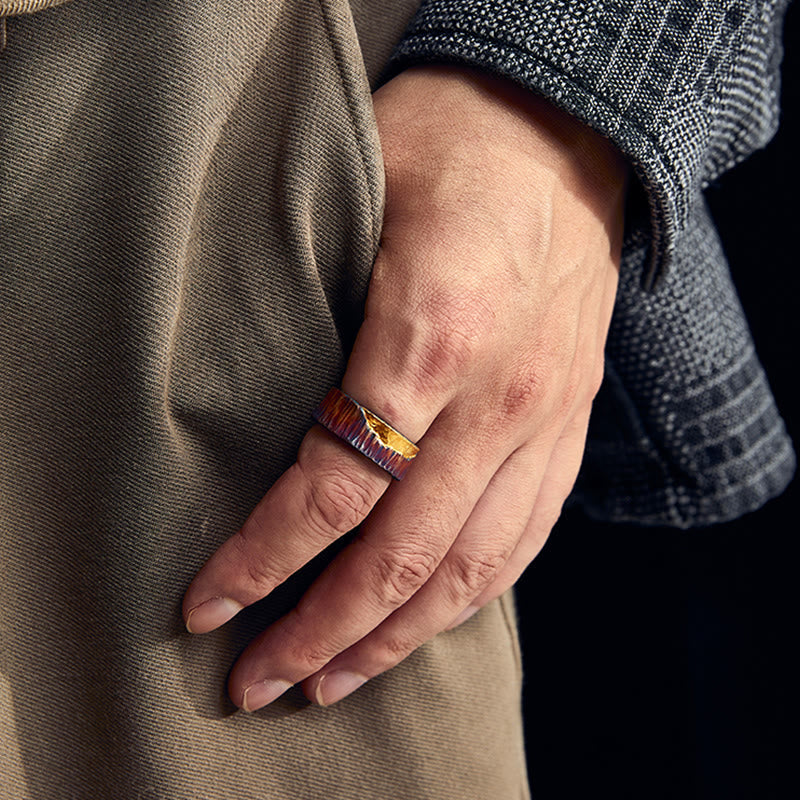 Handcrafted 999 Silver Iridescent Textured Hammered Ring