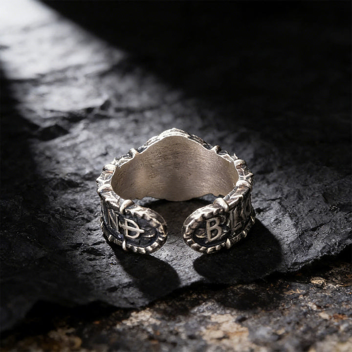 Gilded Mask Rune Embossed Ring