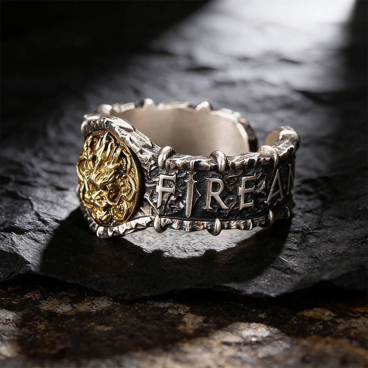 Gilded Mask Rune Embossed Ring