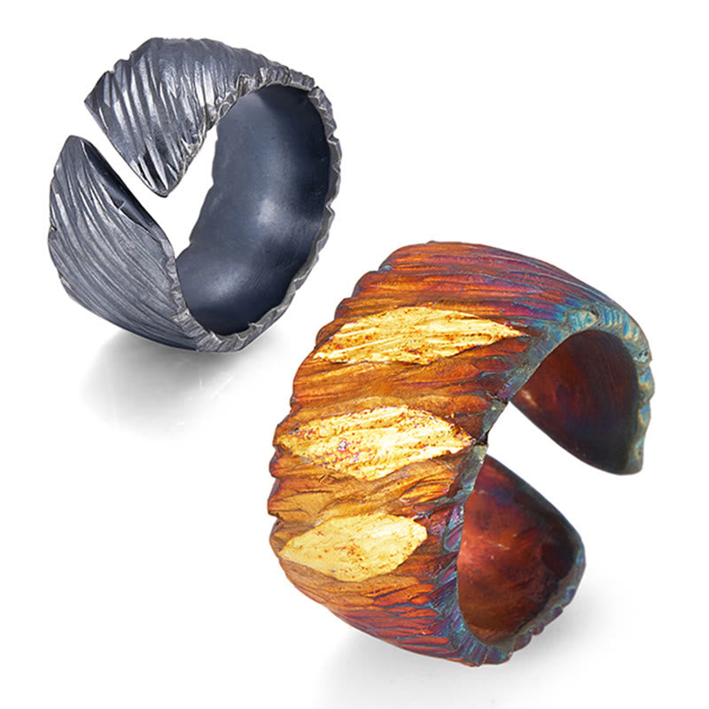 Handcrafted 999 Silver Ember Streak Textured Ring
