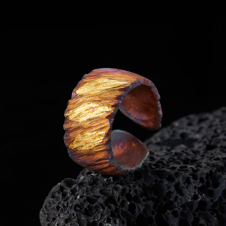 Handcrafted 999 Silver Ember Streak Textured Ring