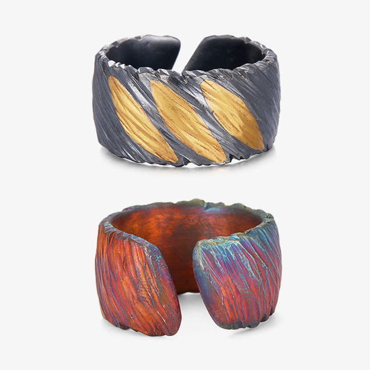 Handcrafted 999 Silver Ember Streak Textured Ring