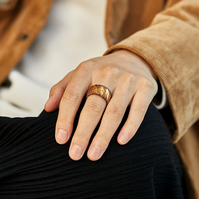 Handcrafted 999 Silver Ember Streak Textured Ring