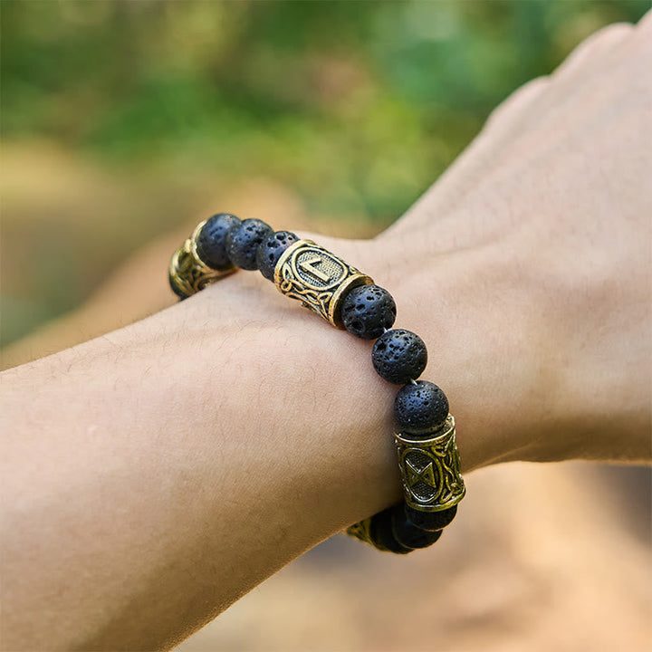 Rune Lava Stone Beaded Bracelet
