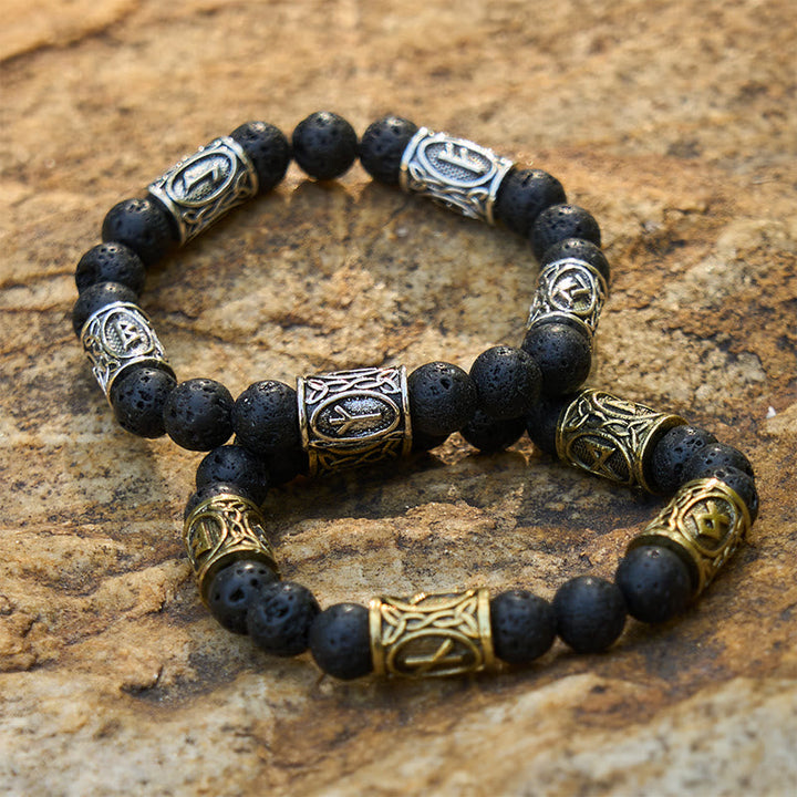 Rune Lava Stone Beaded Bracelet