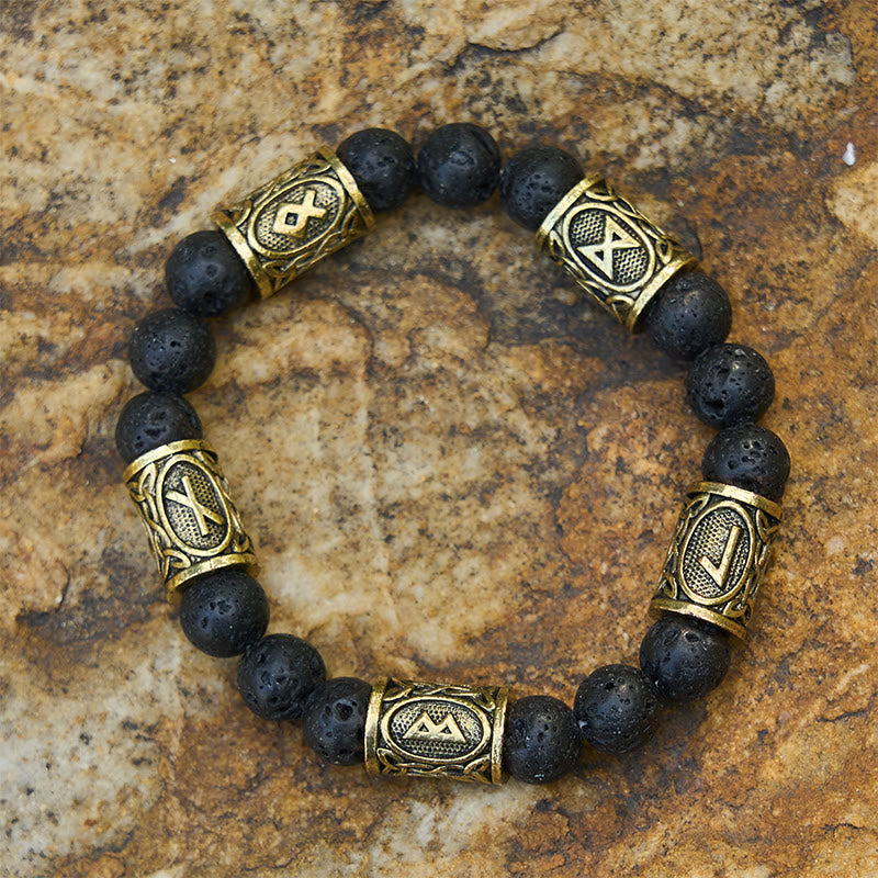 Rune Lava Stone Beaded Bracelet