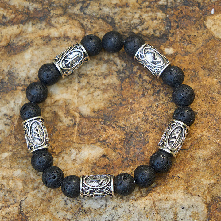 Rune Lava Stone Beaded Bracelet