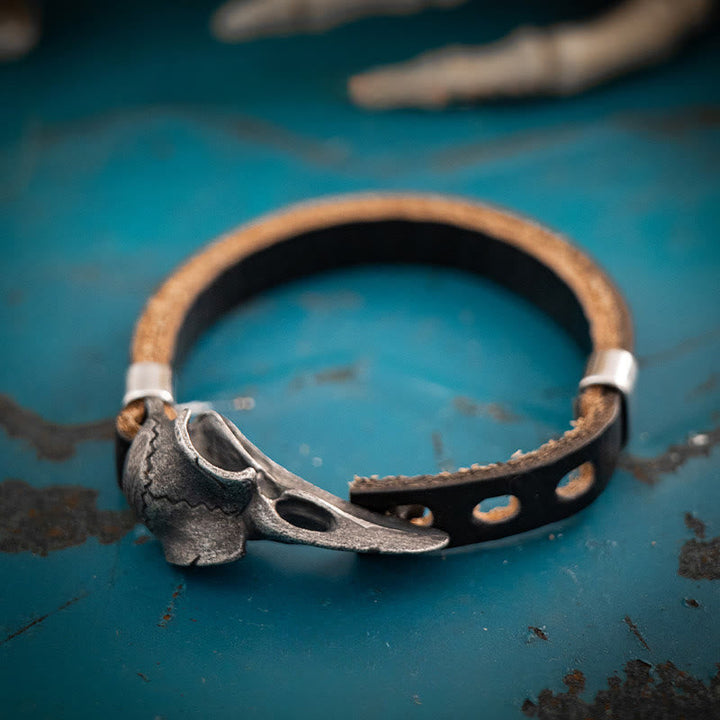 Nordic Vintage Raven Adjustable Leather Bracelet