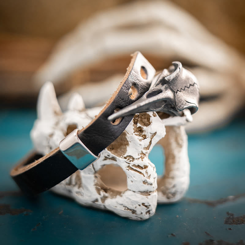 Nordic Vintage Raven Adjustable Leather Bracelet