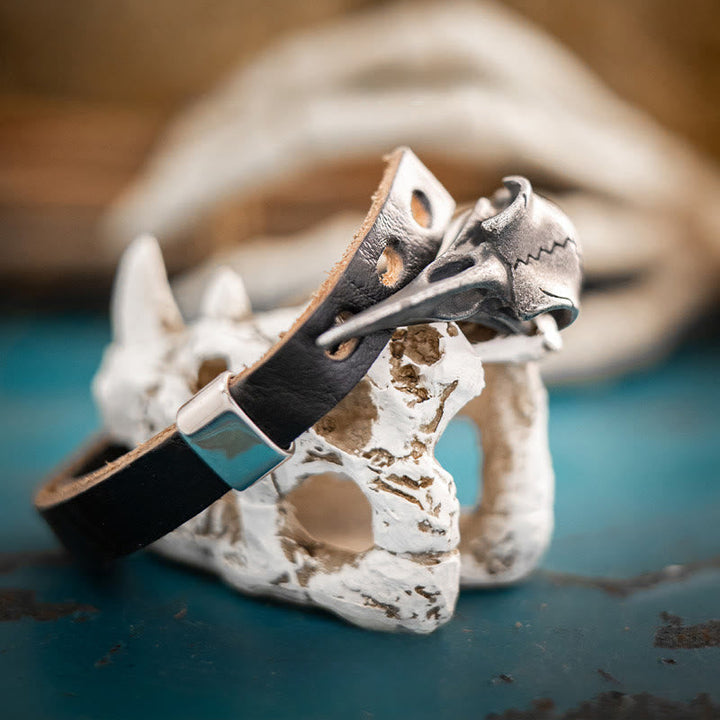 Nordic Vintage Raven Adjustable Leather Bracelet
