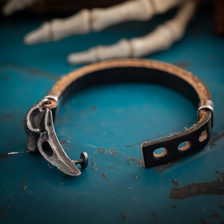 Nordic Vintage Raven Adjustable Leather Bracelet
