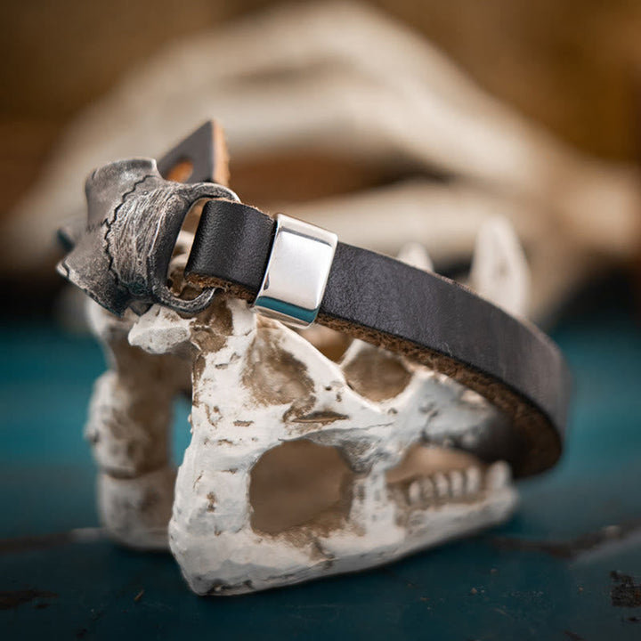 Nordic Vintage Raven Adjustable Leather Bracelet