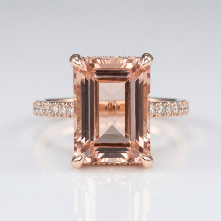ROSE GOLD MORGANITE PAVE RING