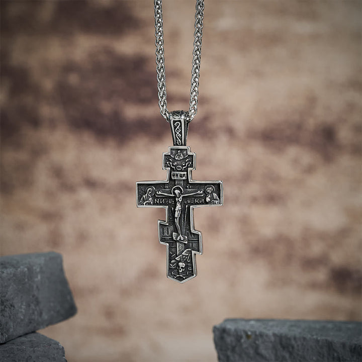 Christianartworkshop Titanium Orthodox Jesus Crucifix Necklace Protection Jewelry