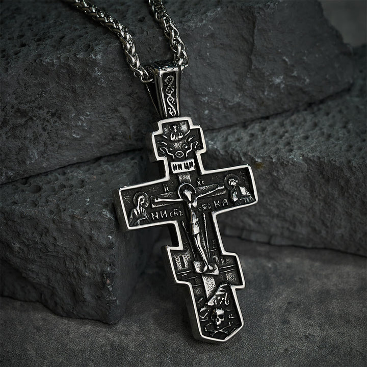 Christianartworkshop Titanium Orthodox Jesus Crucifix Necklace Protection Jewelry