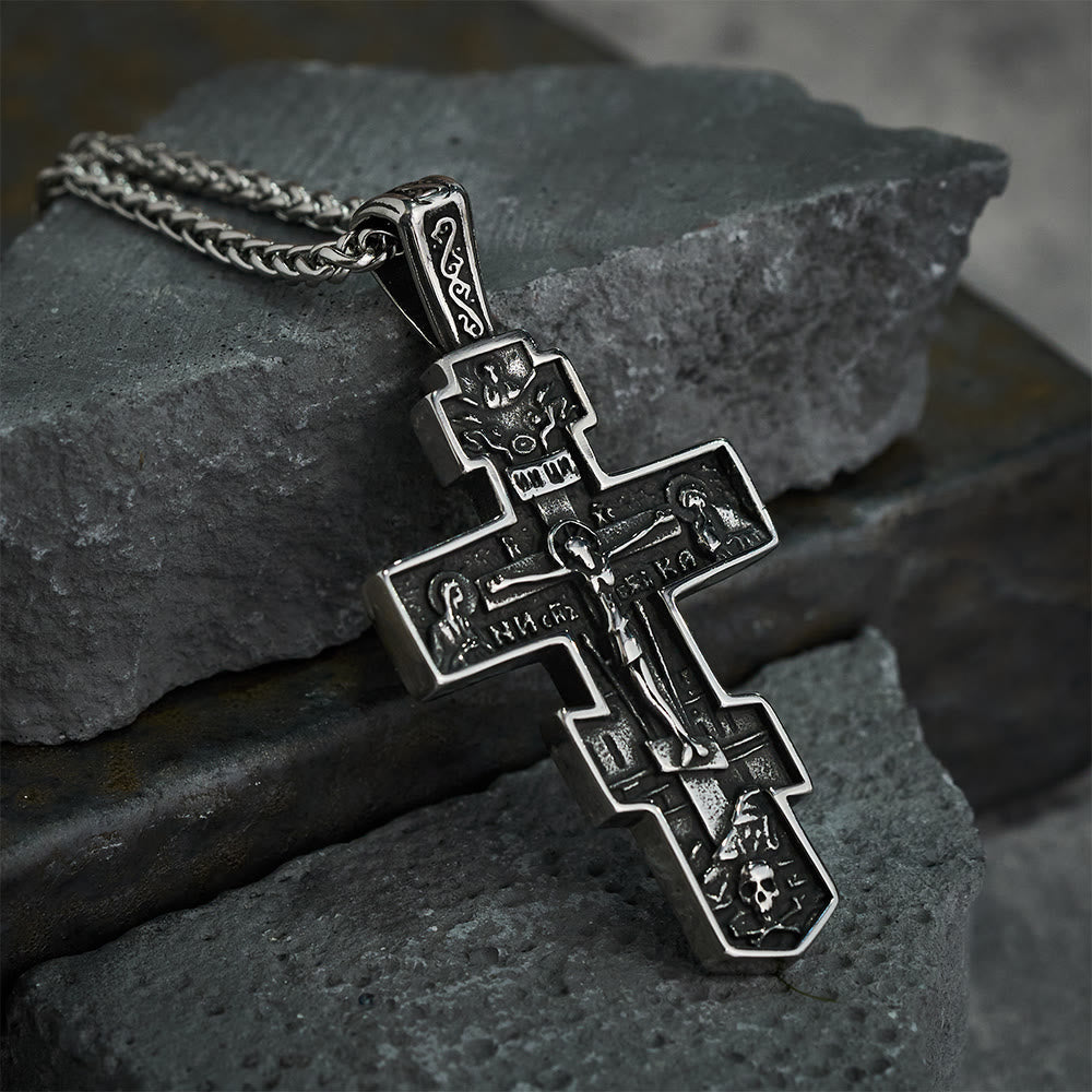 Christianartworkshop Titanium Orthodox Jesus Crucifix Necklace Protection Jewelry