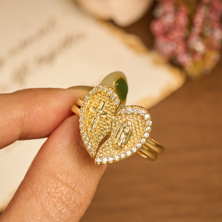 Christianartworkshop Classic Cross Split Heart Adjustable Ring: A Symbol Of Hope & Eternal Salvation