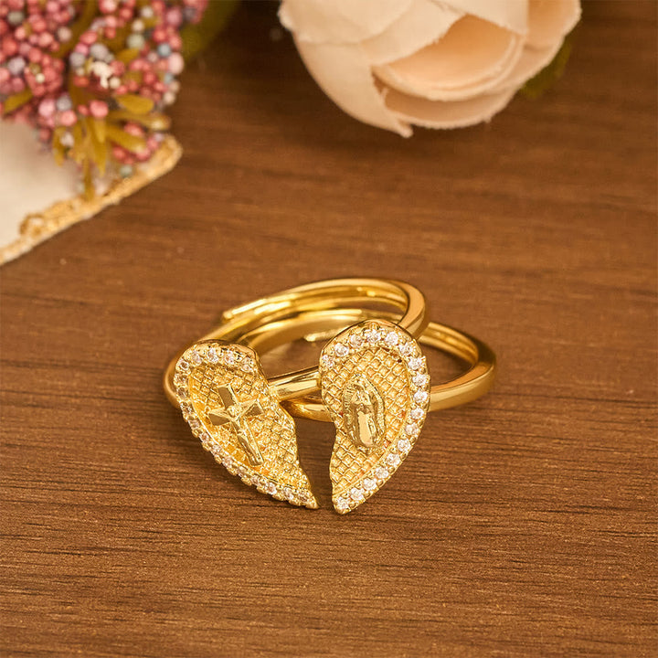 Christianartworkshop Classic Cross Split Heart Adjustable Ring: A Symbol Of Hope & Eternal Salvation