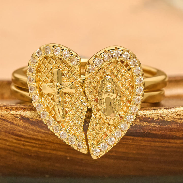Christianartworkshop Classic Cross Split Heart Adjustable Ring: A Symbol Of Hope & Eternal Salvation