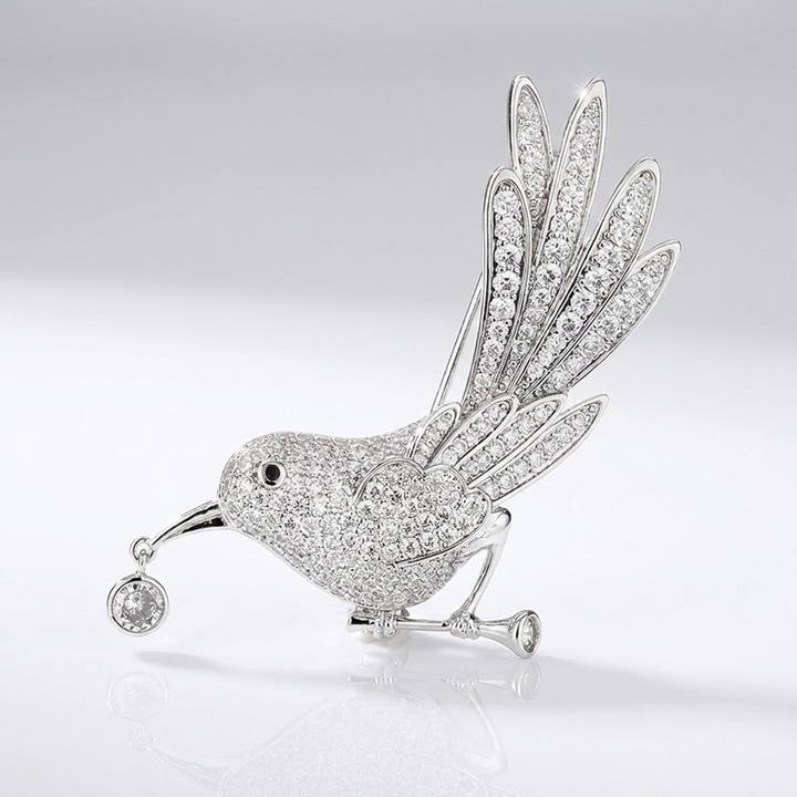 CRYSTAL BIRD BROOCH