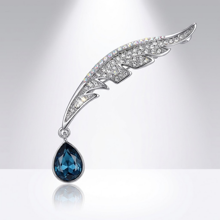 GOLDEN FEATHER DROP BROOCH