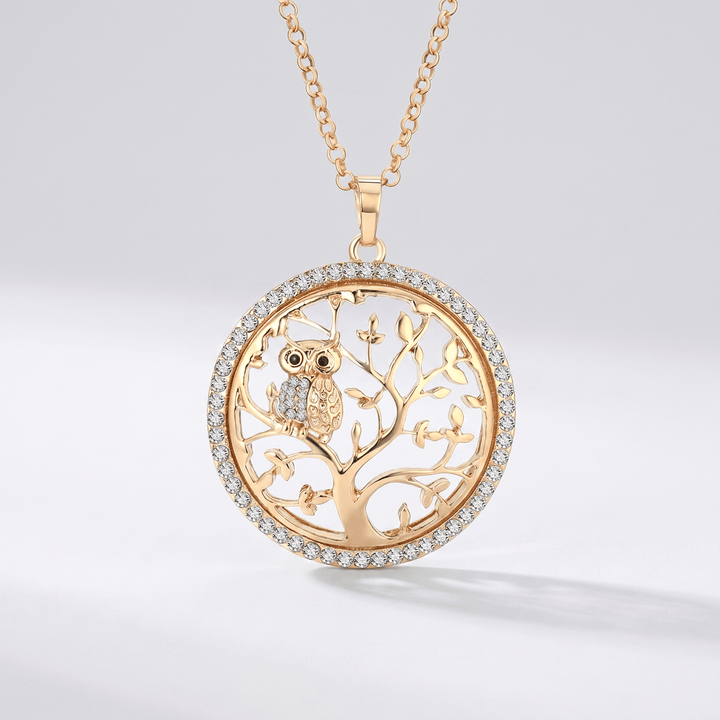 Moonlit Owl Tree Necklace