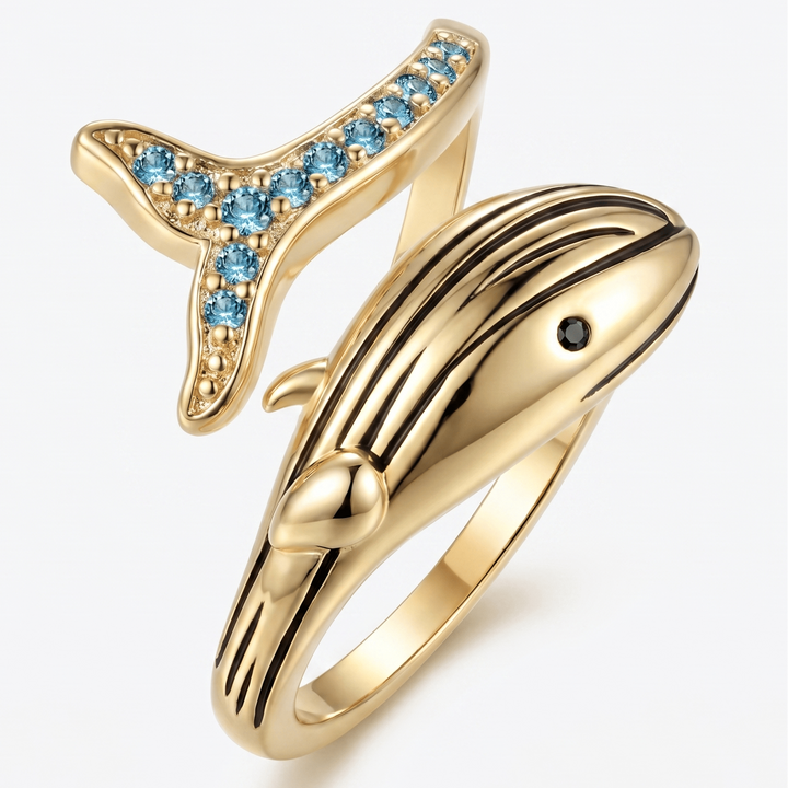 Sapphire Whale Ring - (ADJUSTABLE)