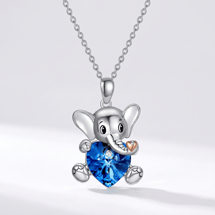 Blue Heart Elephant Necklace