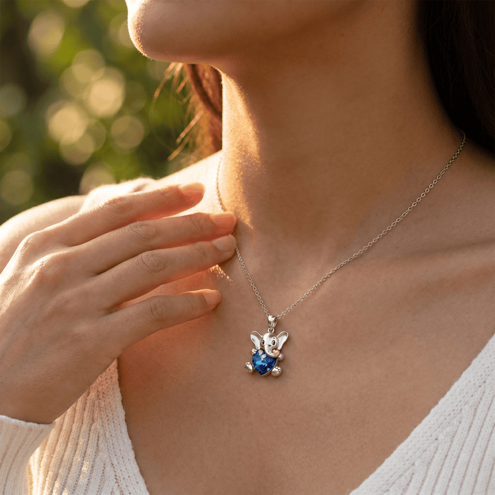 Blue Heart Elephant Necklace