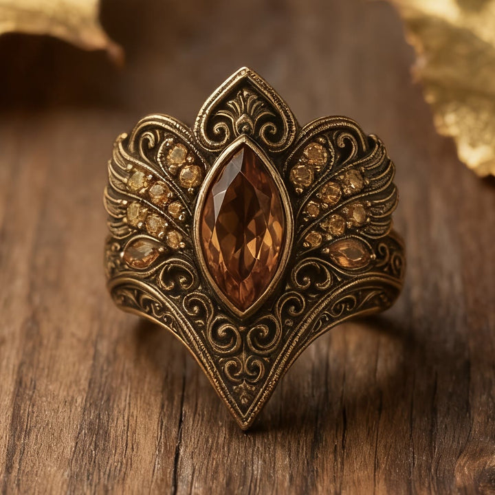 Antique Style Ornate Champagne Diamond Ring