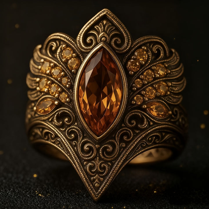 Antique Style Ornate Champagne Diamond Ring