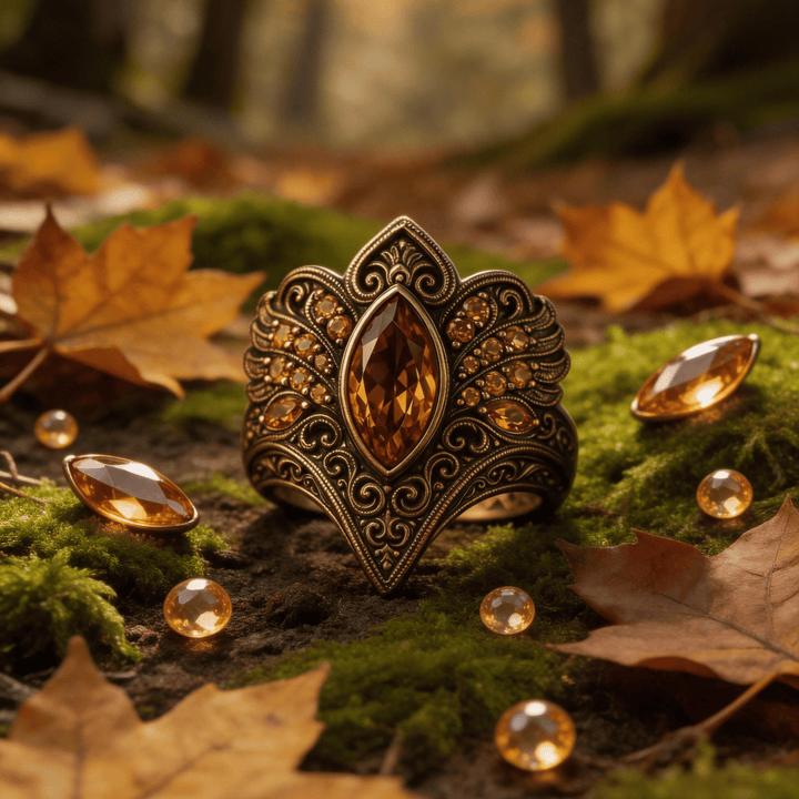 Antique Style Ornate Champagne Diamond Ring