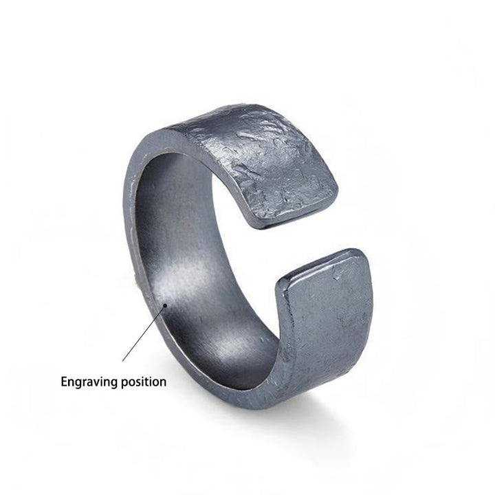 Handcrafted 999 Silver Dark Textured Forged Cross Ring