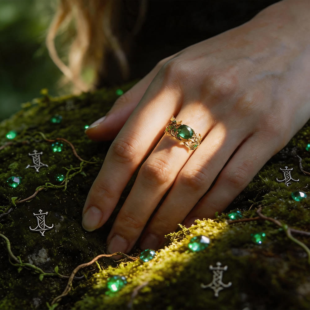 Elven Woodland Vine Emerald Ring