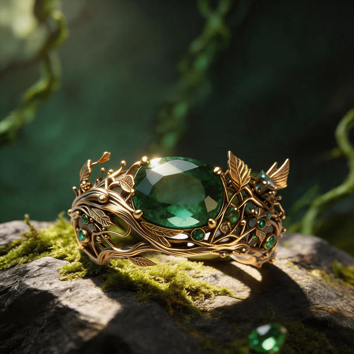 Elven Woodland Vine Emerald Ring