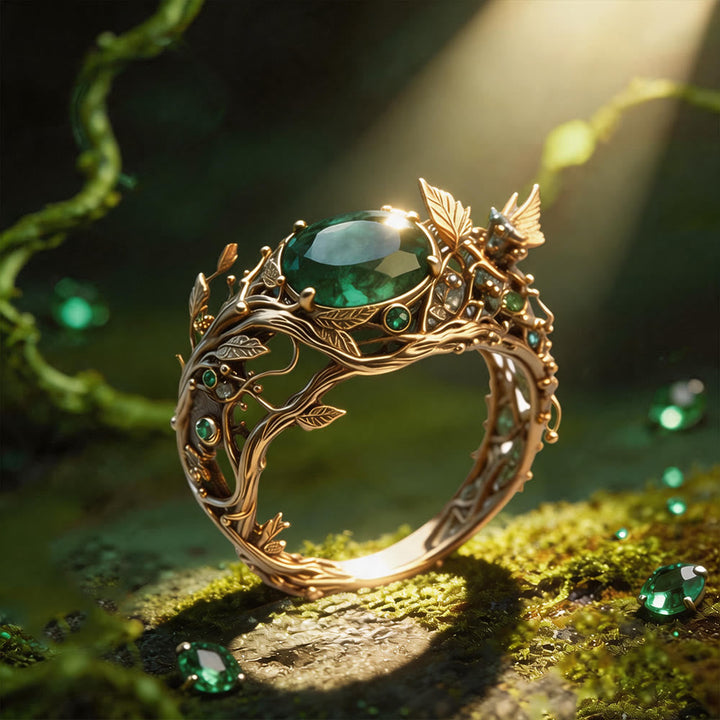Elven Woodland Vine Emerald Ring