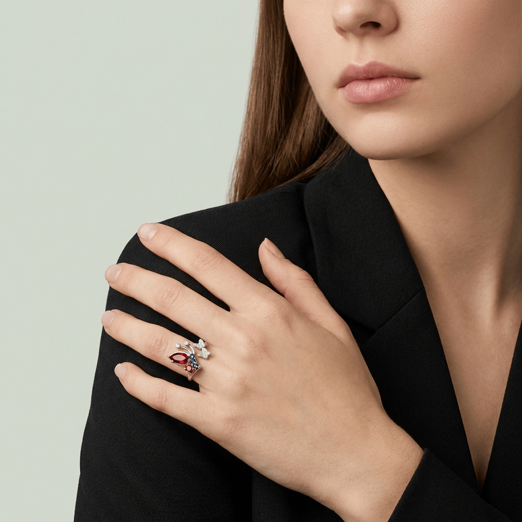 Ruby Wings Butterfly Ring - (ADJUSTABLE)