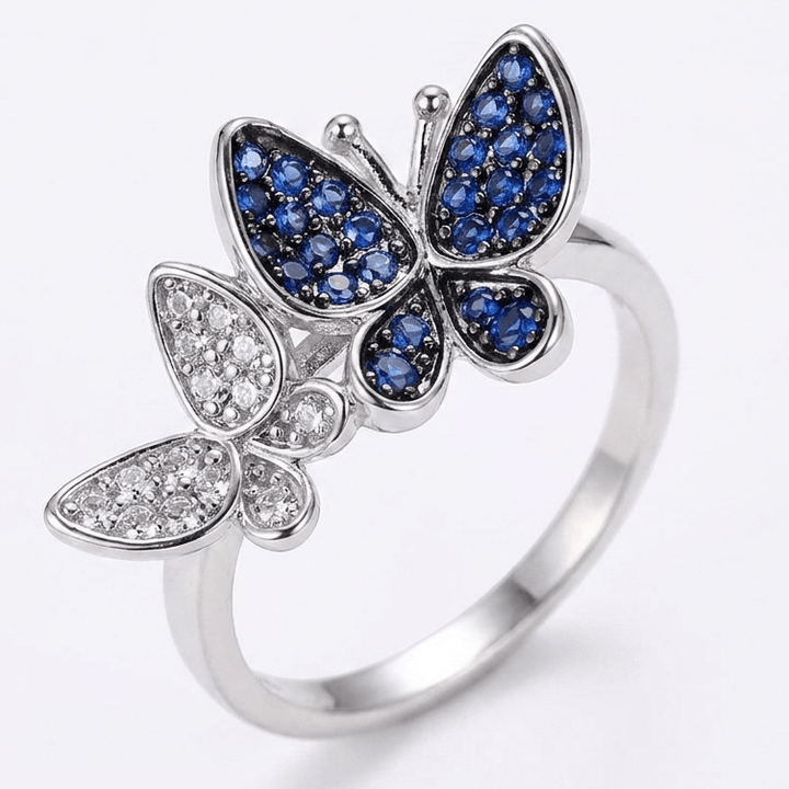 Midnight & Frost Butterfly Ring