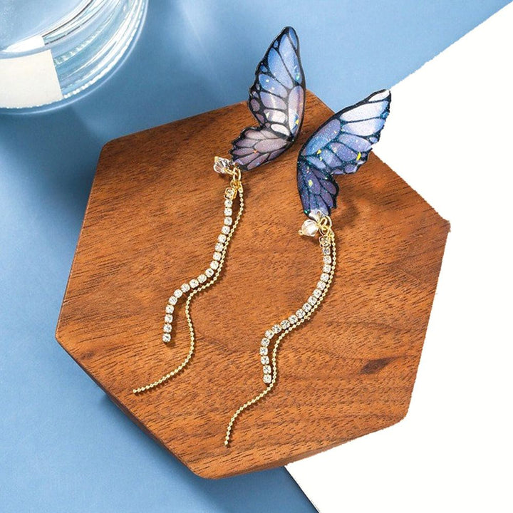 GLITTERY BUTTERFLY DROP EARRINGS (PAIR)