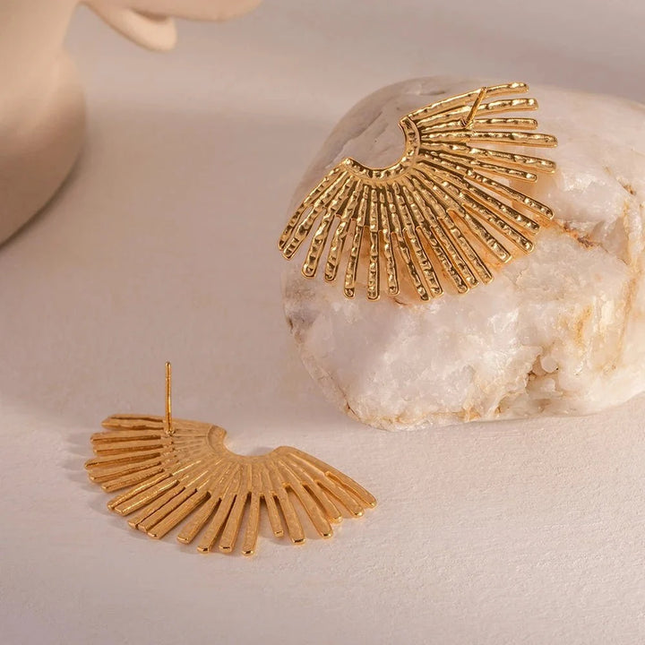 18k Half Sunshine Dainty Earrings